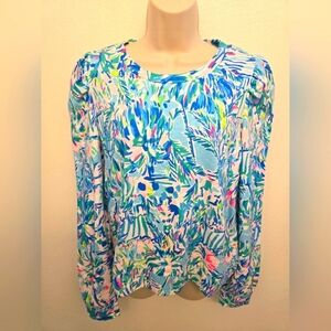 NWT Lilly Pulitizer Jansen Long Sleeve Sweatshirt Blue Ibiza Cabana Cocktail